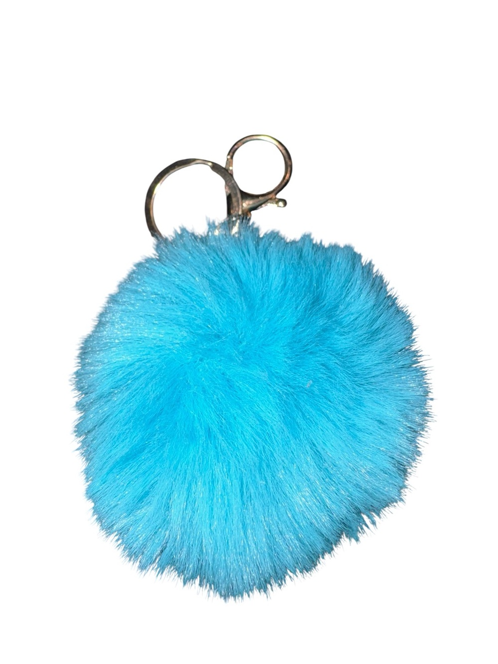Blue Faux Fur Pom Keychain Bag Charm